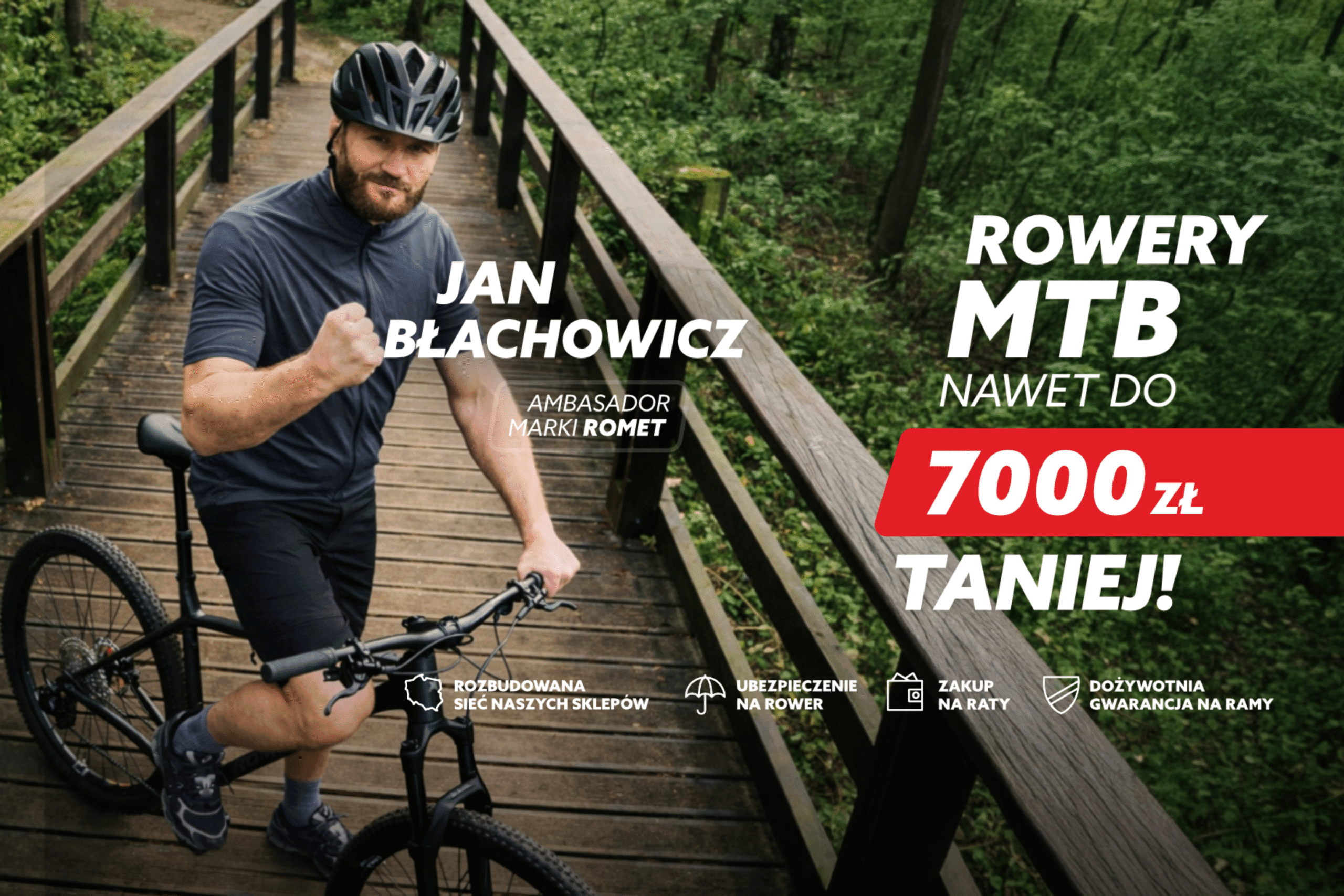 Jan Błachowicz poleca rowery kultowej marki ROMET – wybrane modele nawet do -50% taniej w sklepie ROMET w Ząbkach. 